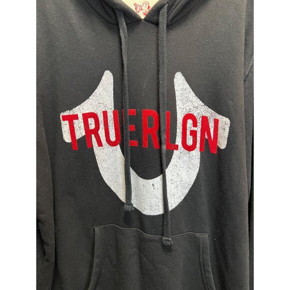 True Religion Black Hoodie With Red Logo XL Mens Pullover Sweatshirt Cotton/Poly - Picture 2 of 5